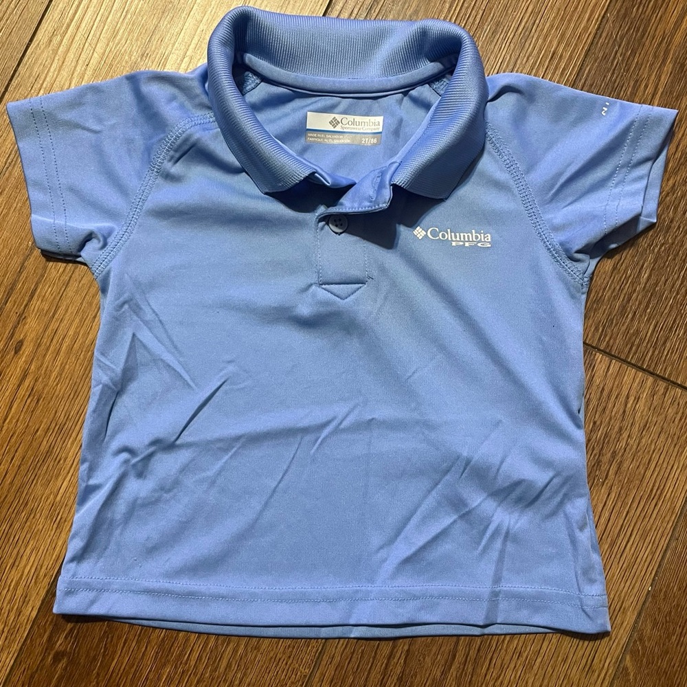 Columbia Light Blue Kids Polo Performance Fishing Shirt